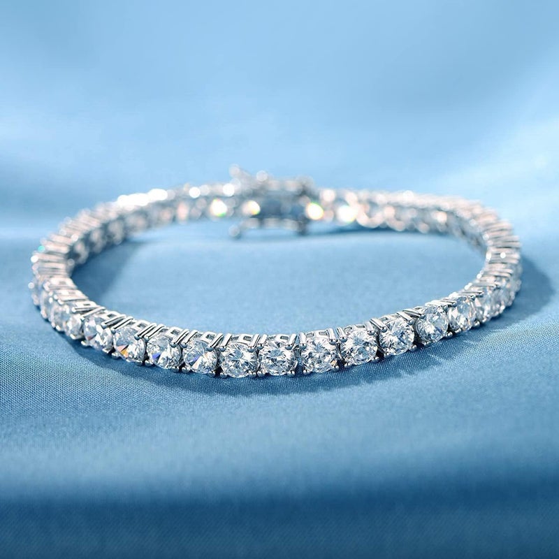 TIKJE 925 Sterling Silver 2-7mm Cubic Zirconia Classic Tennis Bracelet | White Gold Bracelets for Women | Size 6-8.5 inches - Image 3